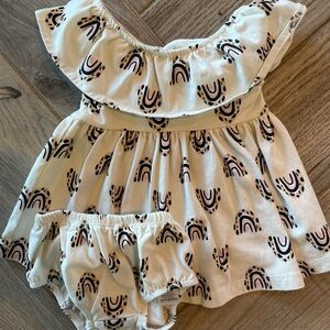 Adorable Cream Kids Dress with Rainbow Print western